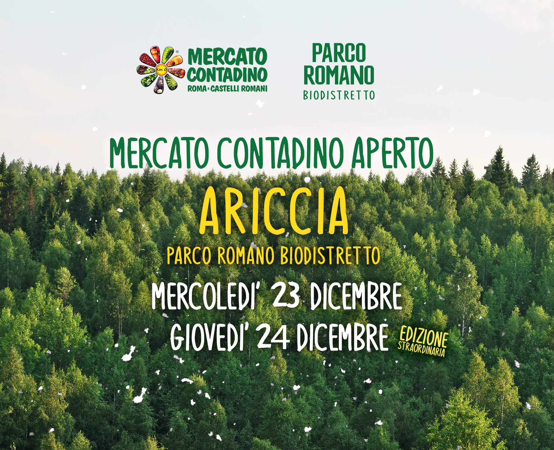 mercato contadino aperto natale 2020 ariccia parco romano castelli romani
