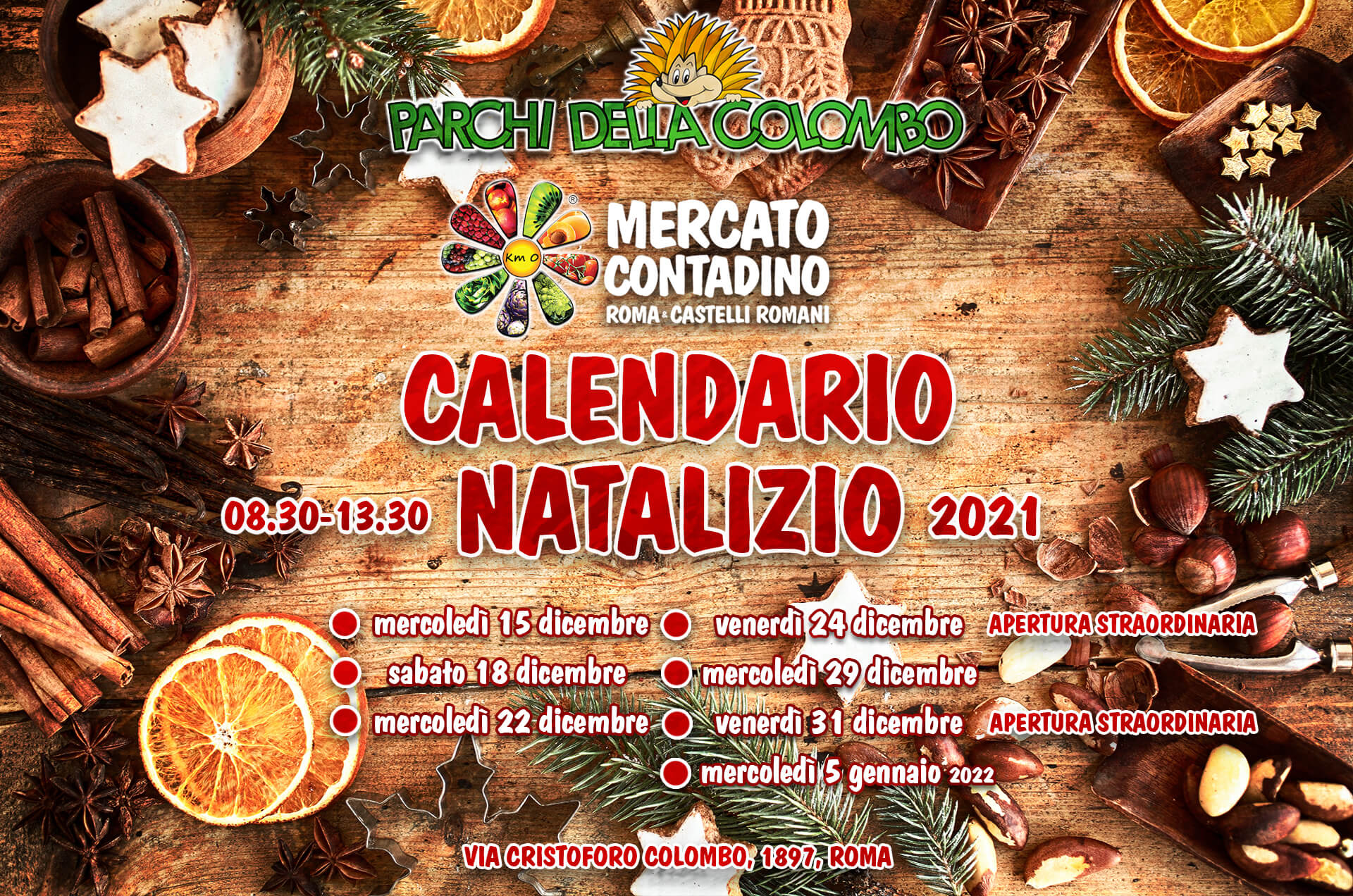 calendario natalizio parchi della colombo 2021 mercato contadino
