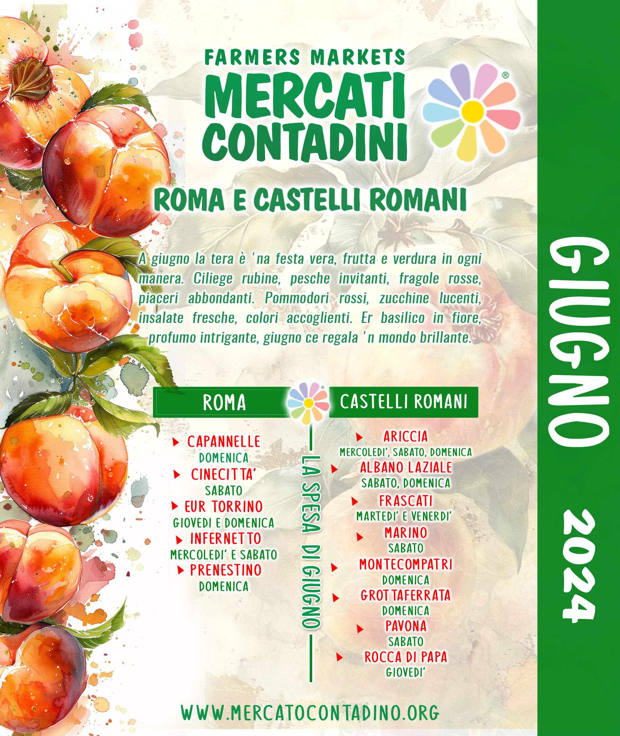 MERCATI CONTADINI GIUGNO 2024 ROMA CASTELLI ROMANI LAZIO